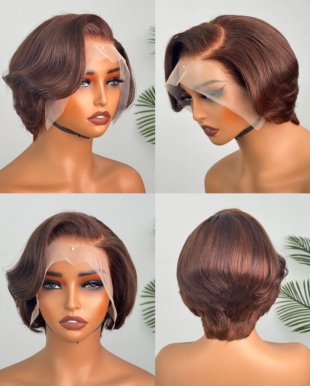 Perruque courte bob en cheveux indiens, lace front HD, prêt-à-porter
