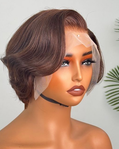 Perruque bob indienne en cheveux 100% naturels avec lace HD 13x6 décolorée à la main